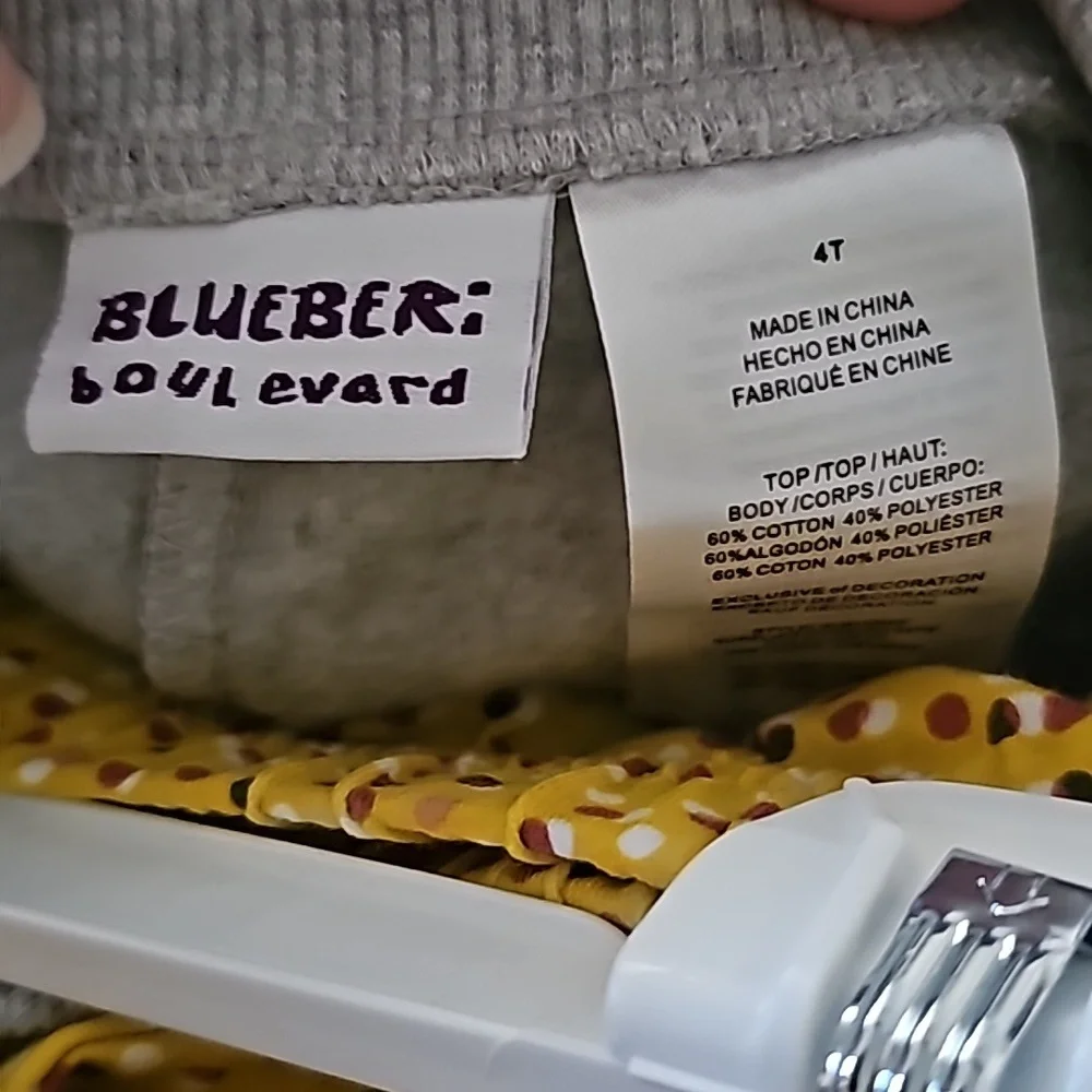 Blueberi Blvd Gray and Yellow Outfit Kid's Top Size 4T Pants Size 5 - Picture 12 of 13